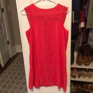 Red Eyelet shift dress-Gap